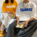 情侣装夏装宽松字母印花情侣短袖T恤ins半袖上衣H628P30女类，男装T恤，电商A341