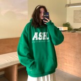 情侣装秋装潮排扣印花连帽卫衣宽松嘻哈情侣卫衣H705P68女类，男装卫衣，电商A341