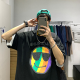 2021情侣装夏装涂鸦印花圆领宽松情侣短袖T恤班服H522P30男类，男装T恤，电商A341