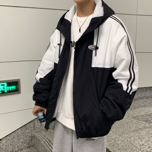 冬装 拼接棉服运动风连帽情侣棉衣外套 H573 P118 控148女类图片