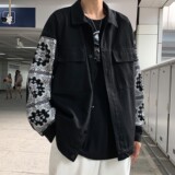 2022ins春装腰果花印花牛仔情侣夹克宽松外套H553P93女类，男装夹克，电商A341