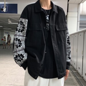 2022 ins春装 腰果花印花牛仔情侣夹克宽松外套 H553 P93 女类图片