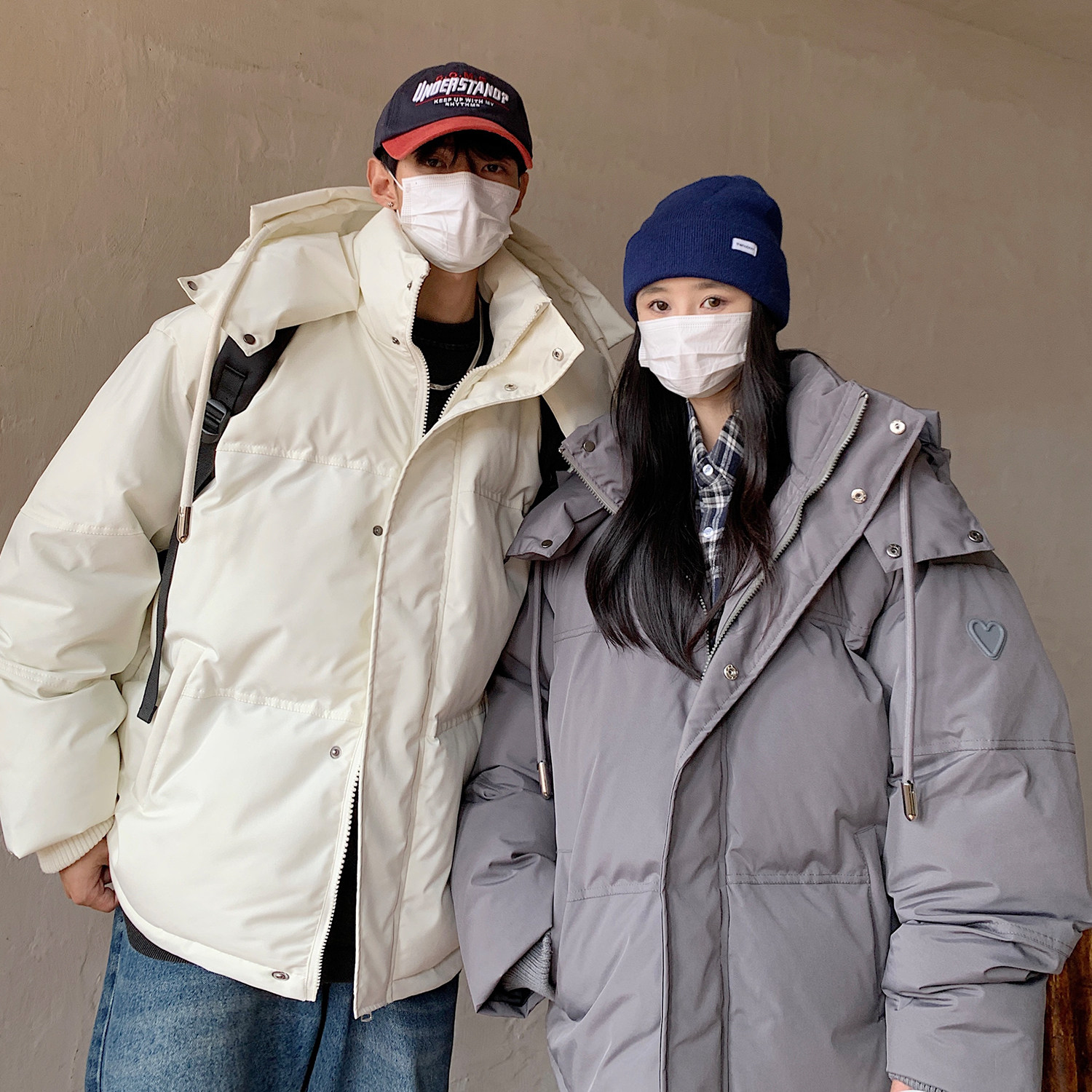 冬装情侣装美式潮牌加厚情侣连帽羽绒棉服外套面包服男H910P138,男装棉衣,电商A341
