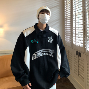 2024秋装新品 机车服印花情侣卫衣POLO上衣小众外套 H760 P68 男图片