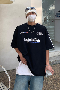 2023 高街赛车服织带圆领情侣短袖T恤衫宽松运动服男H829 P38图片