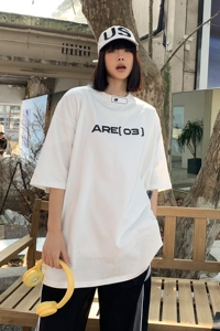 2023新品 潮宽松机车风印花情侣短袖短袖T恤衫上衣男女H836 P35图片