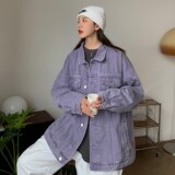 情侣装春装牛仔外套宽松炒花色水洗情侣夹克H657P88女类，女装短外套，电商A341