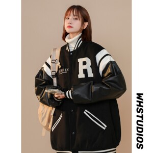 主推 中性春装 pu皮毛巾绣棒球服夹克外套潮 H686 P118女图片