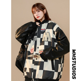 中性风冬装潮牌黑白格棒球服情侣夹克棉衣外套H684P118控148男，男装棉衣，电商A341