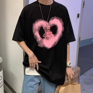 情侣装夏装 潮流纯棉短袖卡通爱心宽松圆领情侣t恤 H626 P30 男类图片