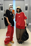 主推情侣装复古织带运动型情侣短袖T恤衫插肩袖体恤H825P38男，男装T恤，电商A341