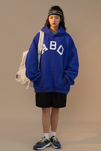 高品可供直播 早春高街连帽植絨加厚排扣中性卫衣外套H701P68女类图片