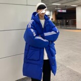 冬装棉服连帽拼接印花长款情侣棉衣外套H591P168女类控198，女装羽绒服，电商A341