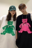 情侣装夏装手绘小熊印花情侣短袖T恤ins宽松半袖H720P30男类，男装T恤，电商A341