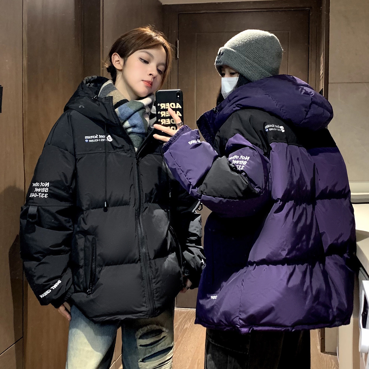 主推美式撞色工装冲锋衣情侣棉服面包服连帽外套男女H911P138,男装棉衣,电商A341
