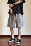 2023美式重磅鹿皮绒钢印短裤夏季宽松大码五分裤KH111P48控68，男装休闲裤，电商A341