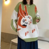 情侣装秋冬装卡通提花情侣毛衣针织衫外套H674P68控88女类，女装针织衫/毛衣，电商A341