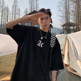 2022情侣装夏装鹿皮绒印花情侣短袖t恤宽松上衣H731P35男类，男装T恤，电商A341