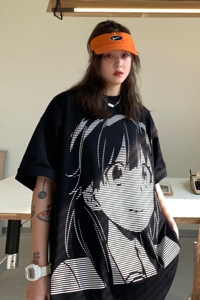 主推 中性新品 潮卡通动漫圆领情侣短袖T恤大码 H709 P35女类图片