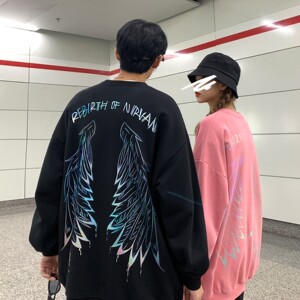 情侣装春装 涅槃重生七彩烫金情侣卫衣外套大码 H551 P38 男类图片