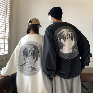 主推 情侣装秋装 水洗做旧卡通动漫情侣卫衣大码外套H751P58 男类图片