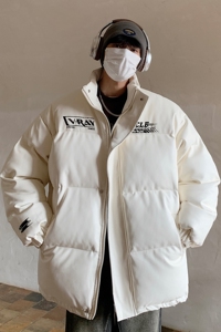 情侣装冬装 美式印花机车皮棉服PU情侣棉衣面包服外套男 H909P128图片