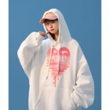 中性融化爱心落日印花宽松大码情侣卫衣外套H673P48女类，女装卫衣/绒衫，电商A341