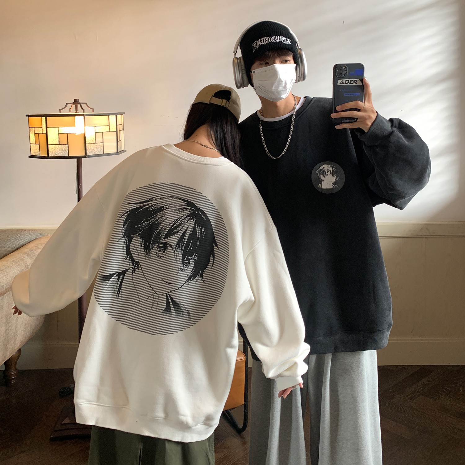 主推情侣装秋装水洗做旧卡通动漫情侣卫衣大码外套H751P58女类,女装卫衣/绒衫,电商A341