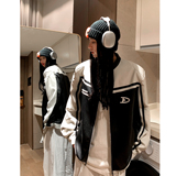 美式复古拼接pu机车服情侣加厚皮衣夹克棉衣外套男女H897P118，男装夹克，电商A341