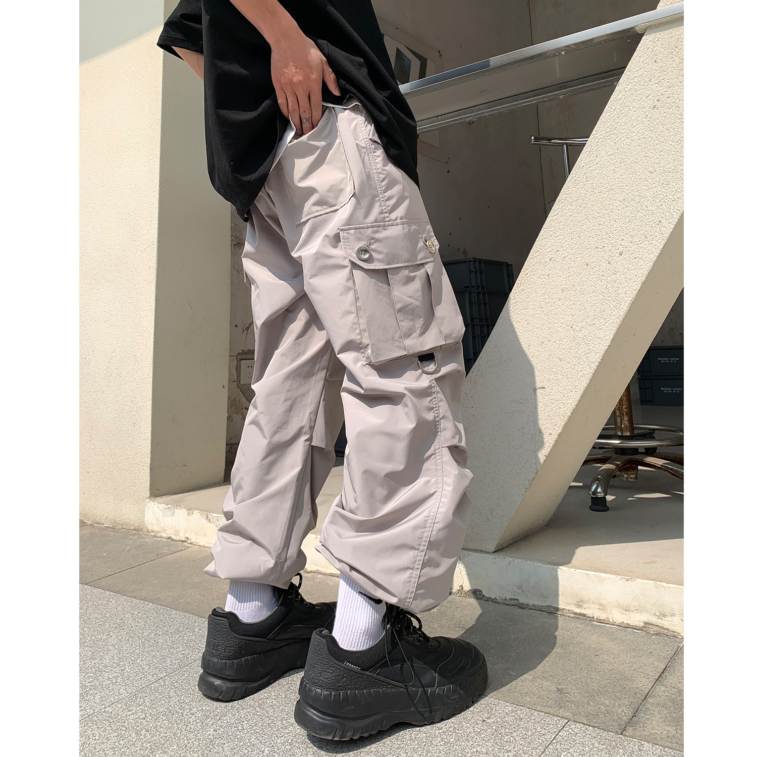 23速干工装机能风中性伞兵裤可调节束脚高街微喇长裤男KH101P78,男装休闲裤,电商A341