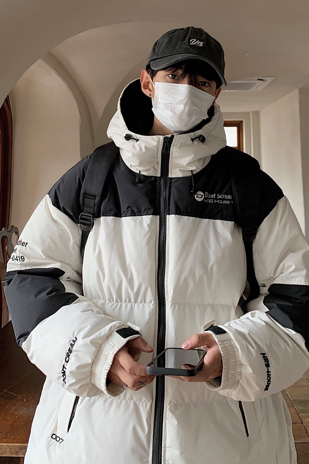 主推美式撞色工装冲锋衣情侣棉服面包服连帽外套男H911P138,男装棉衣,电商A341