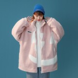 中性冬装绣花笑脸羊羔毛情侣棉衣加厚外套H679P118控148女类，女装棉衣/棉服，电商A341