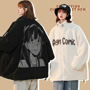 中性风新品 潮卡通动漫加厚羊羔毛情侣棉衣 H685 P118男类图片