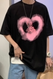 情侣装夏潮流纯短袖卡通爱心宽松圆领情侣t恤H626P30女类，女装T恤，电商A341