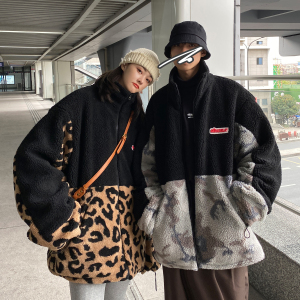情侣装冬装 羊羔毛拼接情侣棉服ins外套宽松 H593 P118 男类图片