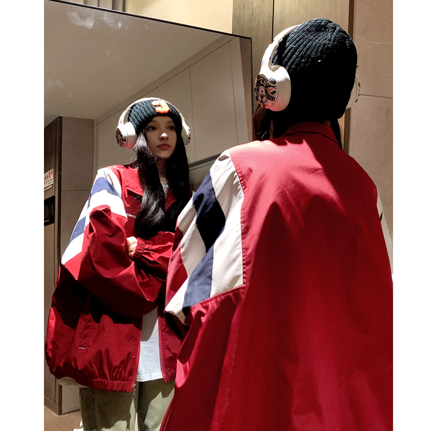 主推中性风美式复古拼接立领冲锋衣情侣夹克运动外套男女H869P78,男装夹克,电商A341