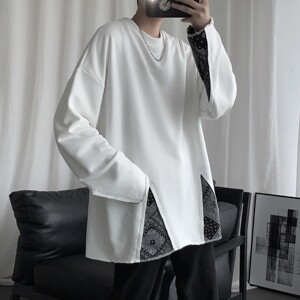 短句秋装新款腰果花拼接卫衣宽松外套男H548P45男类