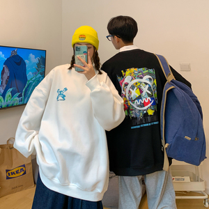 2021情侣装新款 卡通涂鸦情侣卫衣女宽松大码外套 H643 P38女类图片