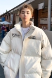 冬装美式印花机车皮棉服PU情侣棉衣面包服外套男H909P128，男装棉衣，电商A341