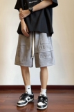 2023美式重磅鹿皮绒钢印短裤夏季宽松大码五分裤KH111P48控68，男装休闲裤，电商A341