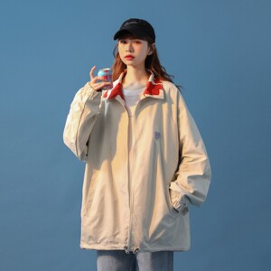 中性风 双面穿奶牛夹克外套宽松爱心标情侣上衣 女 H656 P88女图片