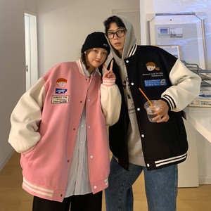 主推秋裝 學(xué)院風(fēng)呢料情侶夾克繡花棒球服外套 H667P98 控128男類圖片