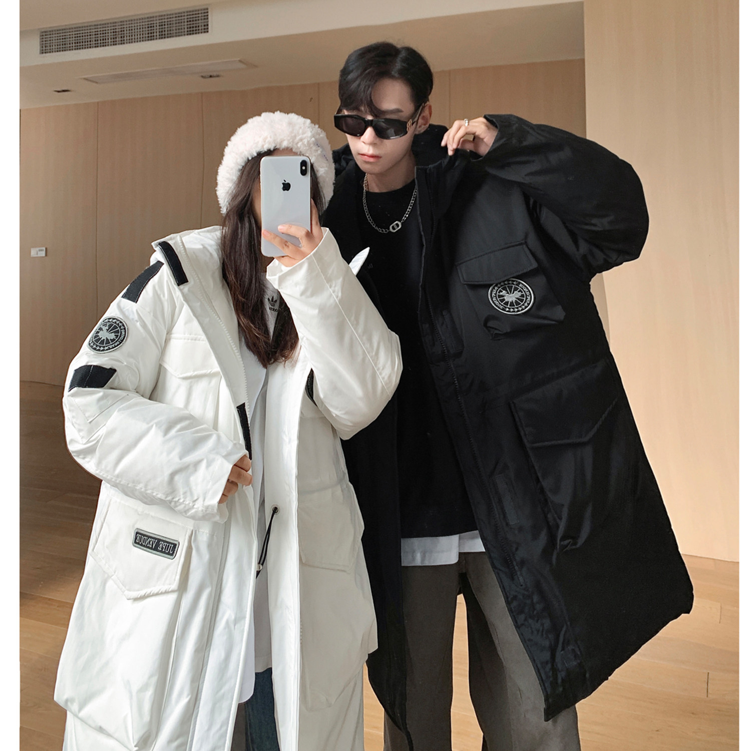 冬装新品美式工装中长款棉服情侣连帽棉衣宽松外套男H915P168,男装棉衣,电商A341