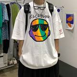 2021情侣装夏装涂鸦印花圆领宽松情侣短袖T恤班服H522P30男类，男装T恤，电商A341