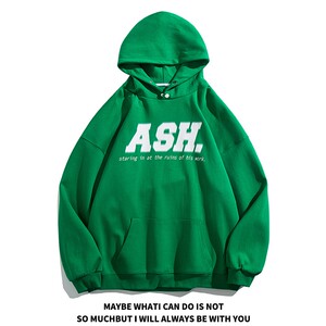 平铺秋装 潮排扣印花连帽卫衣宽松嘻哈情侣卫衣 H705 P68男类图片