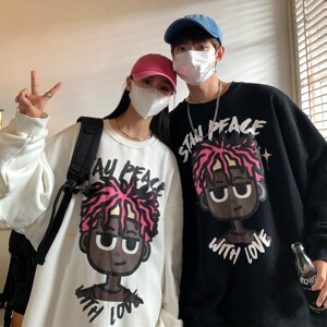 2022情侣装秋装新品卡通印花情侣卫衣外套上衣H763P48女