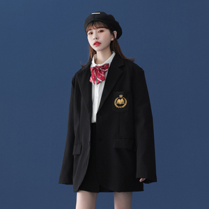 中性风 JK服 刺绣情侣休闲西装 学院风西服外套女 H535 P95 女类图片