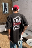 23高街潮设计鹿皮绒印花情侣短袖T恤宽松上衣男H828P35控48，男装T恤，电商A341