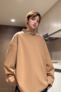 中性风 德绒打底衫半高领加厚内搭绣花情侣卫衣男女H906特批P25图片
