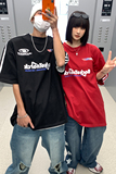 情侣装高街赛车服织带情侣印花短袖T恤衫宽松运动服男女H829P38，男装T恤，电商A341